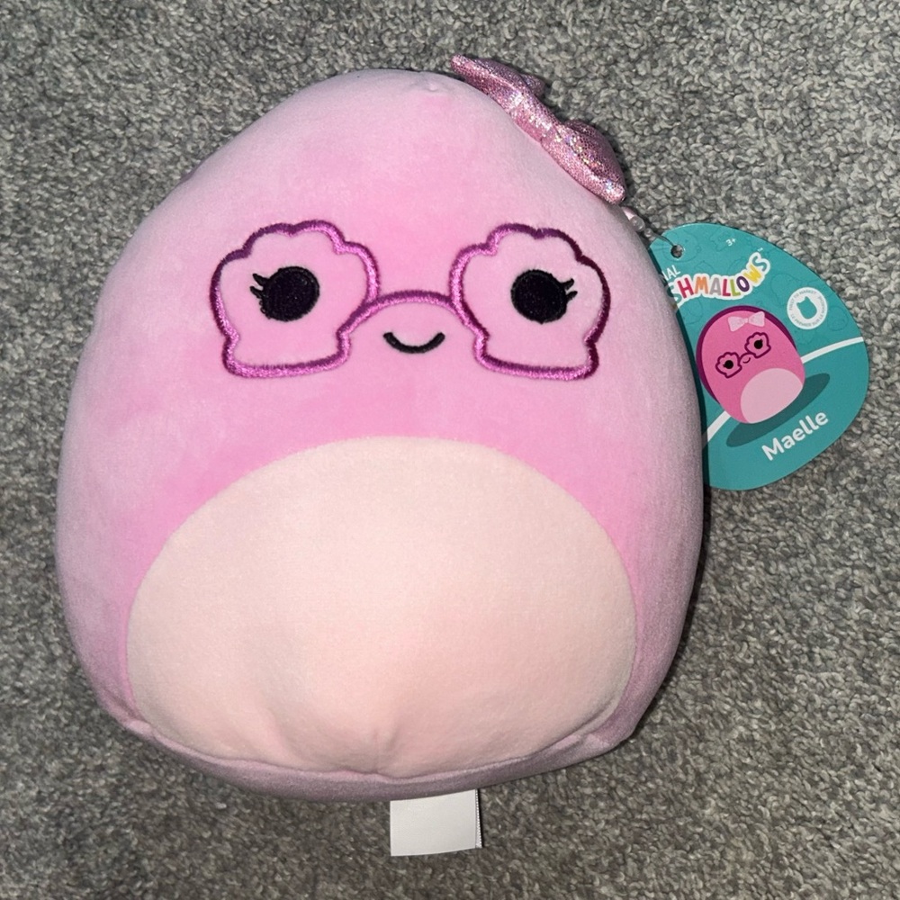 Squishmallows Pink Stuffed Animal with Glasses - Maelle Snail Squishmallow